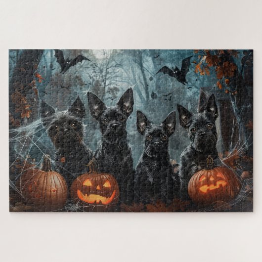 ハロウィンの夜のアフェンピンシャーの喜び ジグソーパズル (横)