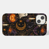 ハロウィンの夜のカボチャと幽霊柄アート iPhoneケース (裏面横)