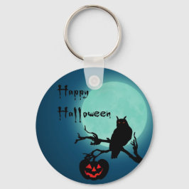 ハロウィンの夜のカボチャフクロウ キーホルダー