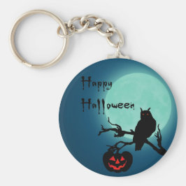 ハロウィンの夜のカボチャフクロウ キーホルダー