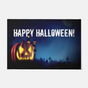ハロウィンの夜のジャック・オ・ランタン  ドアマット