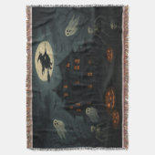 ハロウィンの夜のスローケット スローブランケット (正面縦)