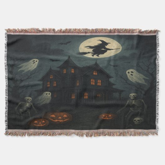 ハロウィンの夜のスローケット スローブランケット (正面)