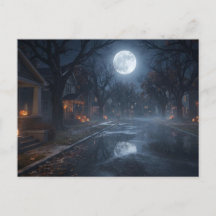 ハロウィンの夜の境界的な郊外の通り
