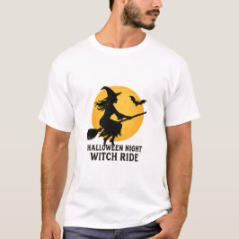 ハロウィンの夜の魔女の騎乗 Tシャツ