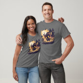 ハロウィンの夜の魔女黒猫 Tシャツ (ユニセックス)
