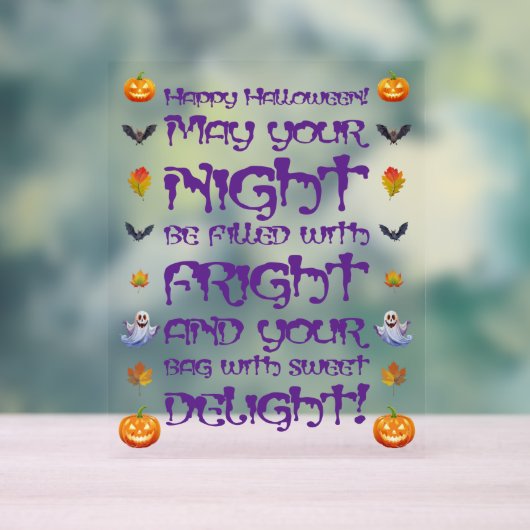 ハロウィンの夜は怖いよ アクリルサイン (ニュートラル)
