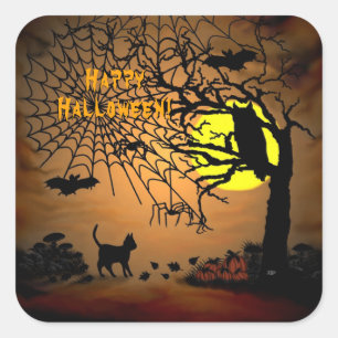 ハロウィンの夜ハッピーハローウィン! スクエアシール