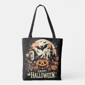 ハロウィンの夜、かぼちゃとお化け屋敷でお楽しみください トートバッグ (裏面)