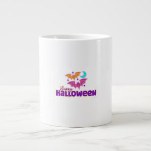 ハロウィンの夜 – かわいいコウモリと月が怖い ジャンボコーヒーマグカップ