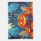 ハロウィンの夜:スリリングな楽しいアート キッチンタオル (縦)