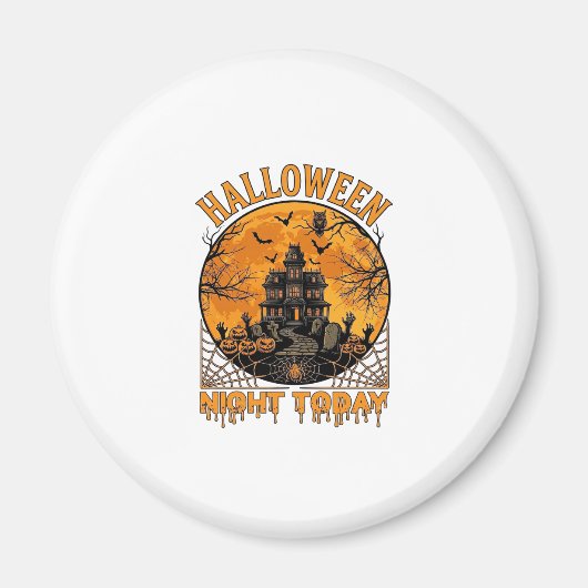 ハロウィンの夜 今日のお化け屋敷 かぼちゃ フクロウ マグネット (正面)