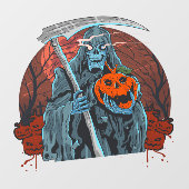 ハロウィンの夜 死神 怖いカボチャ ウィンドウサイン (シート)