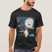 ハロウィンの夜、花とともに現れる幽霊 Tシャツ (正面)