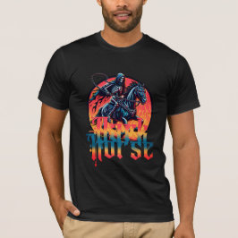 ハロウィンの夜 黒馬のドクロ Tシャツ