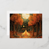 ハロウィンの夢の世界: 幻想的なフレスコ画のある夜 箔シーズンポストカード (正面/裏面)