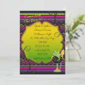 ハロウィンの大がまの醸造物のグリッターのパーティの招待状 招待状 (スタンド正面)