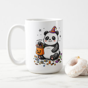 ハロウィンの太ったパンダ キャンディお腹 魔法使い帽子 コーヒーマグカップ