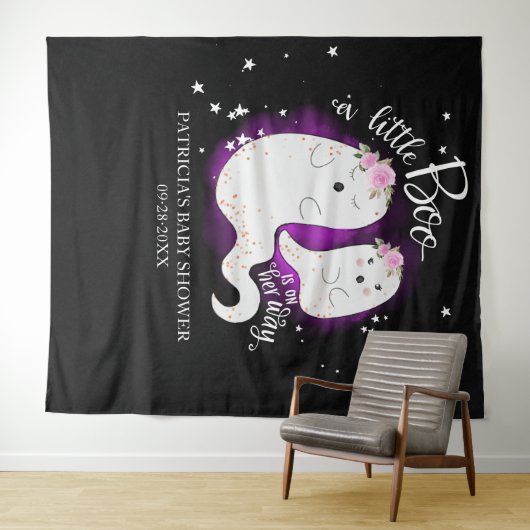 ハロウィンの女の子ベイビーシャワーの背景 タペストリー (インサイチュ(横))