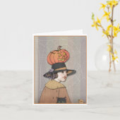 ハロウィンの女性 カード (黄色い花)