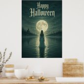 ハロウィンの妖しいゴシック 月夜のシルエット ポスター (キッチン)