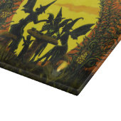 ハロウィンの妖精の魔法使いのガラスまな板 カッティングボード (角)