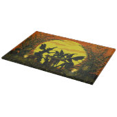 ハロウィンの妖精の魔法使いのガラスまな板 カッティングボード (角)