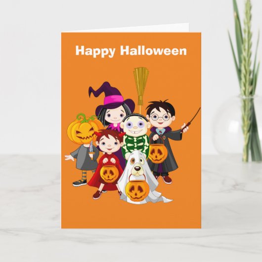 ハロウィンの子どもは、いたずらをしたり、扱ったりする カード (正面)