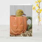 ハロウィンの子ガモ カード (黄色い花)