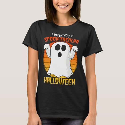 ハロウィンの子供たちへの怖~いおばけのメッセージ Tシャツ (正面)