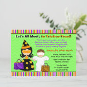 ハロウィンの子供のハロウィンのトリック・オア・トリートのパーティー 招待状 (スタンド正面)