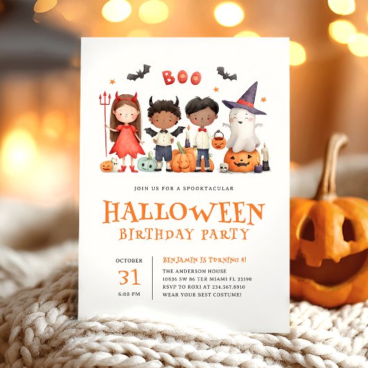ハロウィンの子供の誕生日パーティーかわいい招待状 招待状