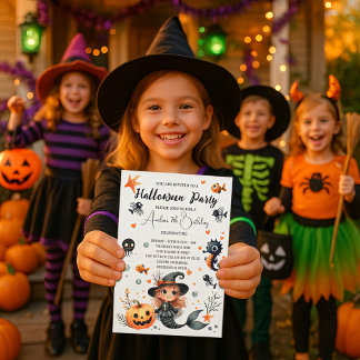 ハロウィンの子供の誕生日パーティー かわいいブー かわいい 招待状