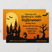 ハロウィンの子供の誕生日パーティー 招待状 (正面/裏面)