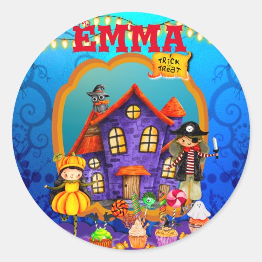 ハロウィンの子供パーティーお祝いコスチューム ラウンドシール (正面)