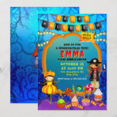 ハロウィンの子供パーティーお祝いコスチューム 招待状 (正面/裏面)