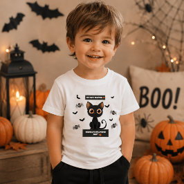 ハロウィンの子供服 - おばけみたいなかわいい黒猫 トドラーTシャツ