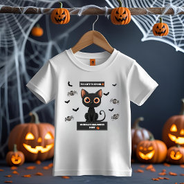 ハロウィンの子供服 - おばけみたいなかわいい黒猫 トドラーTシャツ
