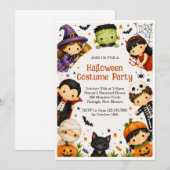 ハロウィンの子供用コスチュームパーティーの招待状 招待状 (正面/裏面)
