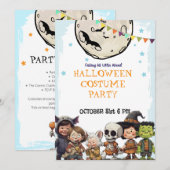 ハロウィンの子供用仮装パーティー - 学校や家族向け 招待状 (正面/裏面)