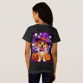 ハロウィンの子犬の魔女帽子とカボチャ 🎃 Tシャツ (裏面フル)
