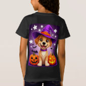 ハロウィンの子犬の魔女帽子とカボチャ 🎃 Tシャツ (裏面)