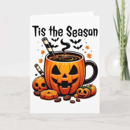 ハロウィンの季節到来 パンプキンスパイスコーヒー楽しもう カード (正面)