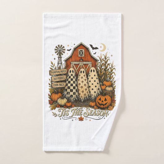 ハロウィンの季節 秋 オバケ ハンドタオル (ハンドタオル)