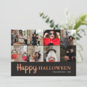 ハロウィンの家族の楽しい思い出 ブラック フォトコラージュ カード (スタンド正面)