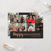 ハロウィンの家族の楽しい思い出 ブラック フォトコラージュ カード (正面/裏面インサイチュ)