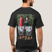 ハロウィンの家族不気味の写真をトリックまたは治療 Tシャツ (裏面)