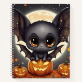 ハロウィンの小さなコウモリちゃん ノートブック (正面)
