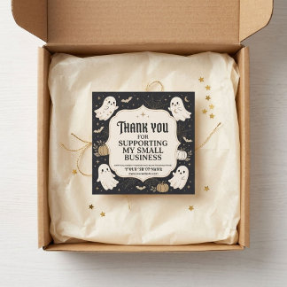 ハロウィンの小さなビジネス向けサンクスカード スクエア名刺