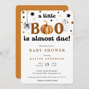 ハロウィンの小さなブーベビーシャワーの招待 招待状